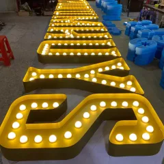 【Hot sale products】SHINING Vintage Marquee Led Signs Stand-up Bulb Letters Customized 3D Led Illuminated Channel Letter Sign Store Sign light up 1 - 49 pieces Marquee Letters Customized Customized