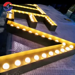 Shining 2021 Marquee Letters OEM Metal Bulb Letter Advertising Player Electronic Sign Board Outdoor Stainless Steel Channels 1 - 99 pieces  Marquee Letters Customized Customized