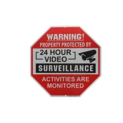 public red and white metal 24 hours monitor alarm warning road sign 100 - 999 pieces