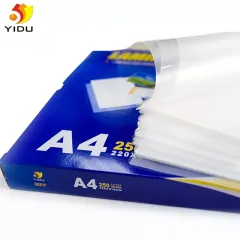 Yidu Sails Letter Size 3mil 5mil Glossy Matte White Thermal lamination Sheet a4 Pouch Film for Paper Hot Lamination  10 boxes(MOQ)