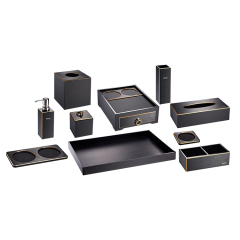 Westin series black frosted with golden edge superior quality acrylic hotel sets with custom size logo hot sale acrylic display