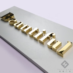 Customized Gold Mirror Stainless Steel Channel Letter Sign Golden 3d Metal Name .Custom Letter custom Buliding Signs Customized