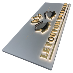 Customized Led Shop Store Name Sign Board Gold Stainless Steel 3d Backlit Channel Letters Customized Buliding Signs Customized Customized