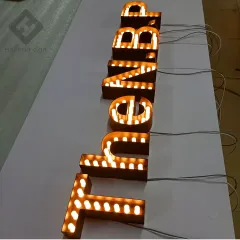 Factory Supply Vintage Metal Marquee Light Letter Led Store Sign Outdoor Light Sign Buliding Signs Customized Customized