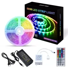 RGB LED Light Strip with 44 Keys Remote Controller and Power Supply for Bedroom Room Home Kitchen 2 - 99 sets Flex LED Strips 5M 7.2W/M RGB