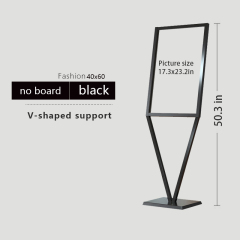 Exhibition stand, vertical advertising stand, mall poster stand, floor standing water sign, rose gold advertising sign display stand, V-shaped vertical sign Black45X60 [Iron economy model] without boa