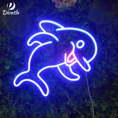 DIVATLA Factory direct selling blue pink cute dolphin neon signs 5v flexible led neon light neon wall sign for home 7W Blue+Pink 7W 1.5m