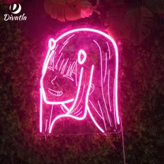 DIVATLA Factory ready to ship 5v pink acrylic anime zero 2 cute girl led neon light wall bedroom neon sign 16W Pink 16W 1.5m