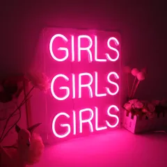 DIVATLA 5v transparents acrylic wedding neon signs girls girls girls led neon night light pink led signs wall 16W Pink 16W 1M