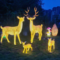 Community park outdoor sika deer garden landscape decoration light square shopping mall decorative ornaments led luminous sculpture  Glowing twist head with horned sika deer 120*50*2